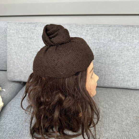 Vintage Ladies Hat Best & Co. Fifth Ave. New York Brown Pouf Top Knot Style - Picture 5 of 8